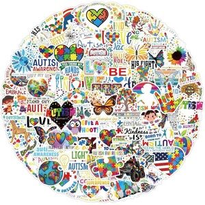 100 Count Autism Awareness Stickers – approx. 2.5" x 2.5" – New